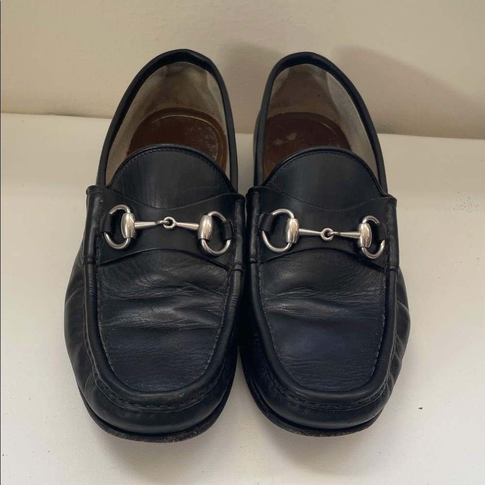 Gucci Black Leather Horsebit Loafers Size 6